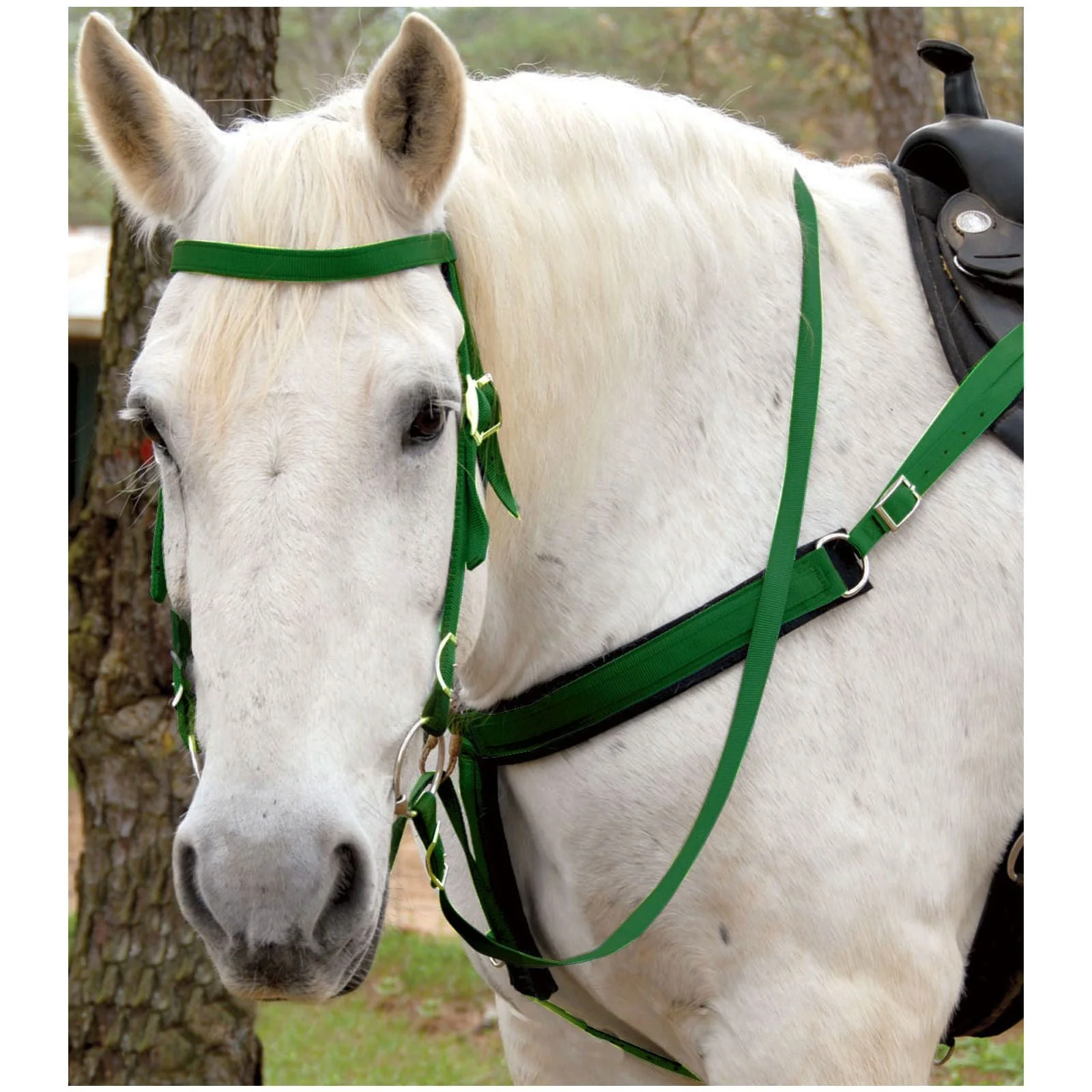 Triple E Nylon Draft Horse Bridle with Bit & Reins - Image 3