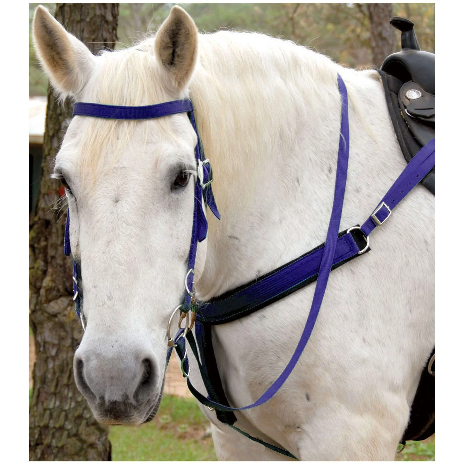 Triple E Nylon Draft Horse Bridle with Bit & Reins - Image 5