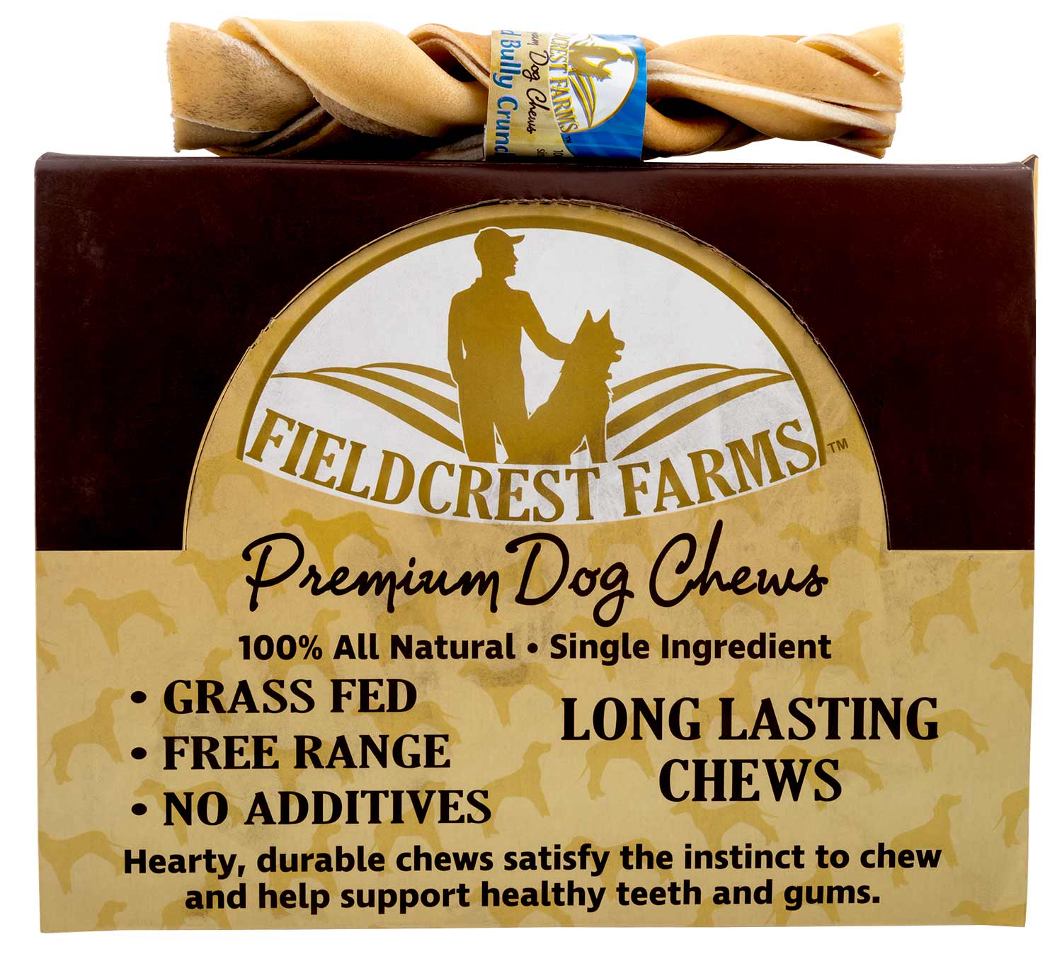 Fieldcrest Farms Braided Bully Crunchers Dog Treats, All-Natural Long-Lasting Chew, Grass-Fed Beef, Single Ingredient, Odor-Free - Image 6