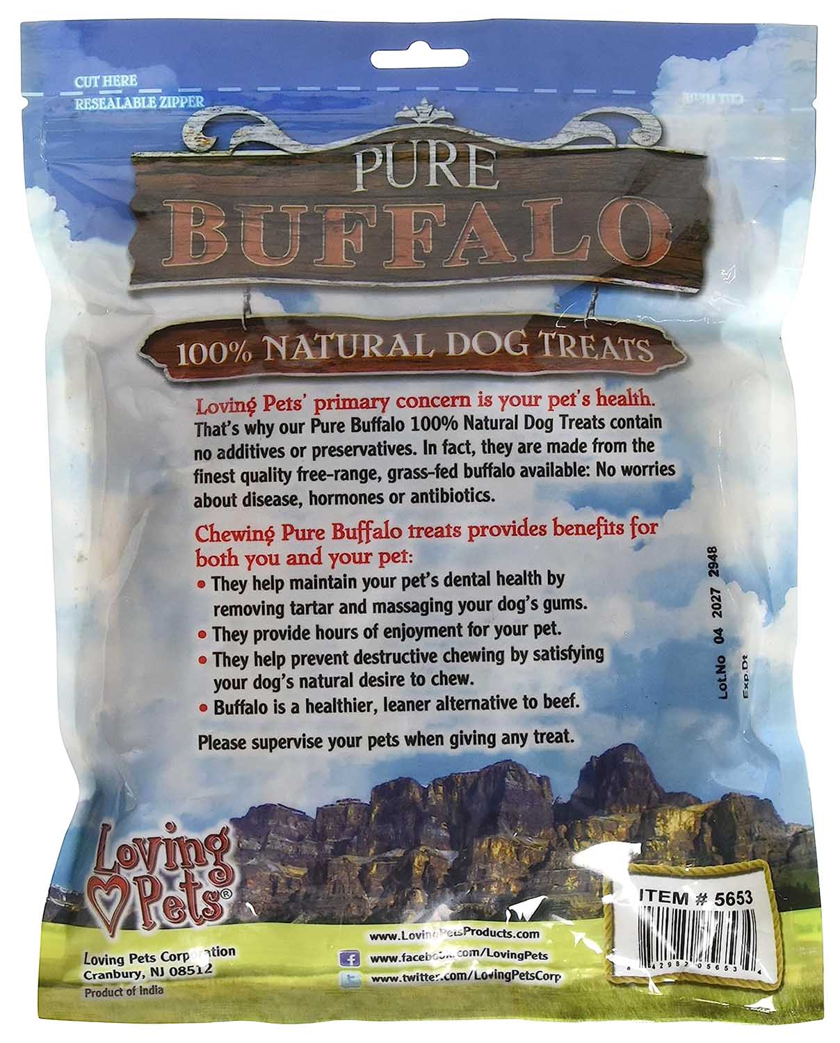 Pure Buffalo Dog Chews, 6" Backstrap Tendon, Natural Dental Treats, Long-Lasting Chews, Grass-Fed, Free-Range, 20 Pack - Image 2