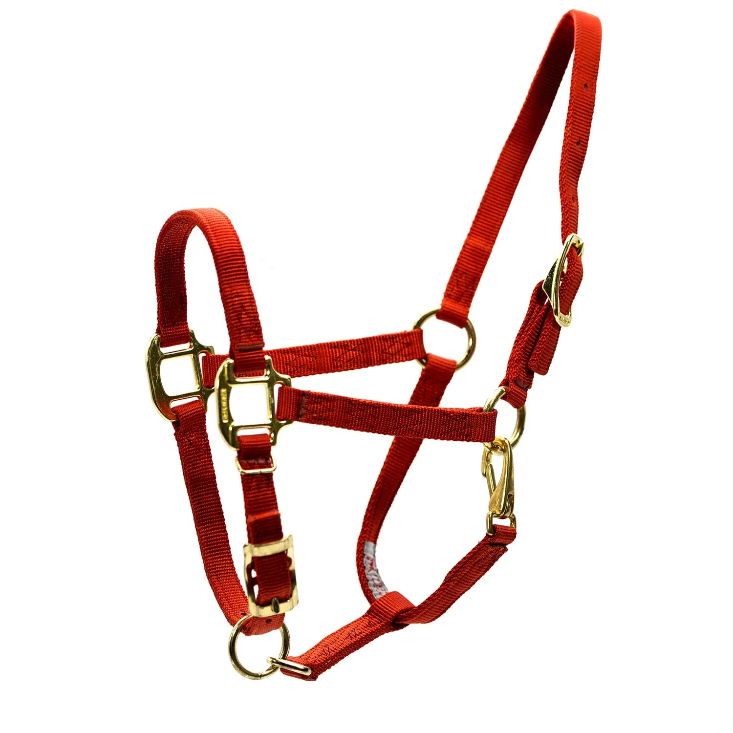 3/4" Adjustable Nylon Horse Chin Halter with Throat Snap with Brass Hardware
