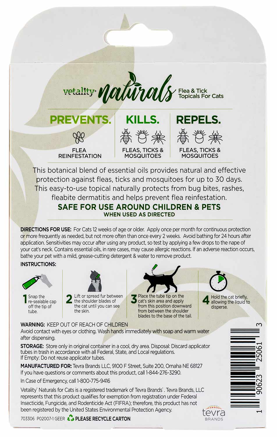 Vetality Naturals Flea & Tick Topicals for Cats, 3-pk - Image 2