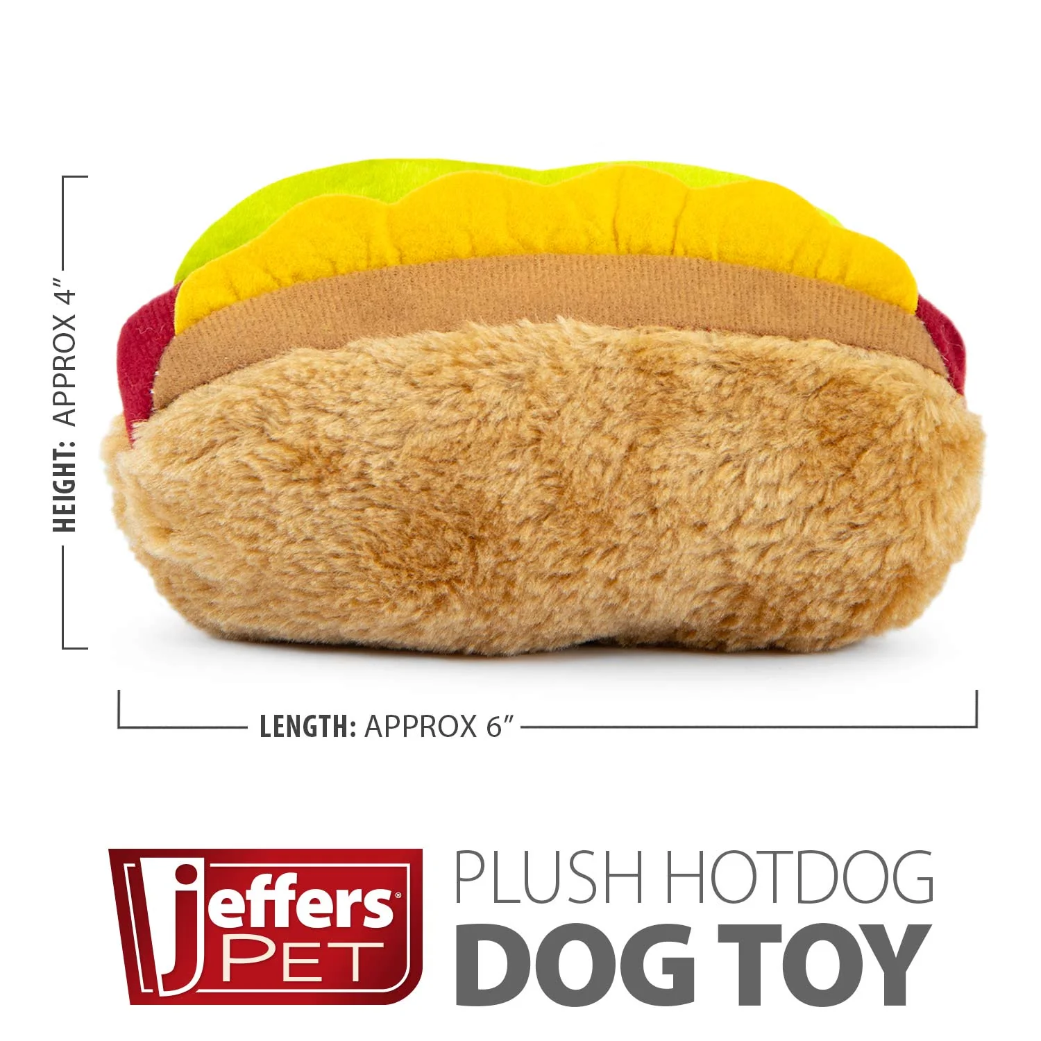 Jeffers American Grill Time Plush Squeaker Dog Toys - Hamburger or Hot Dog - Image 4