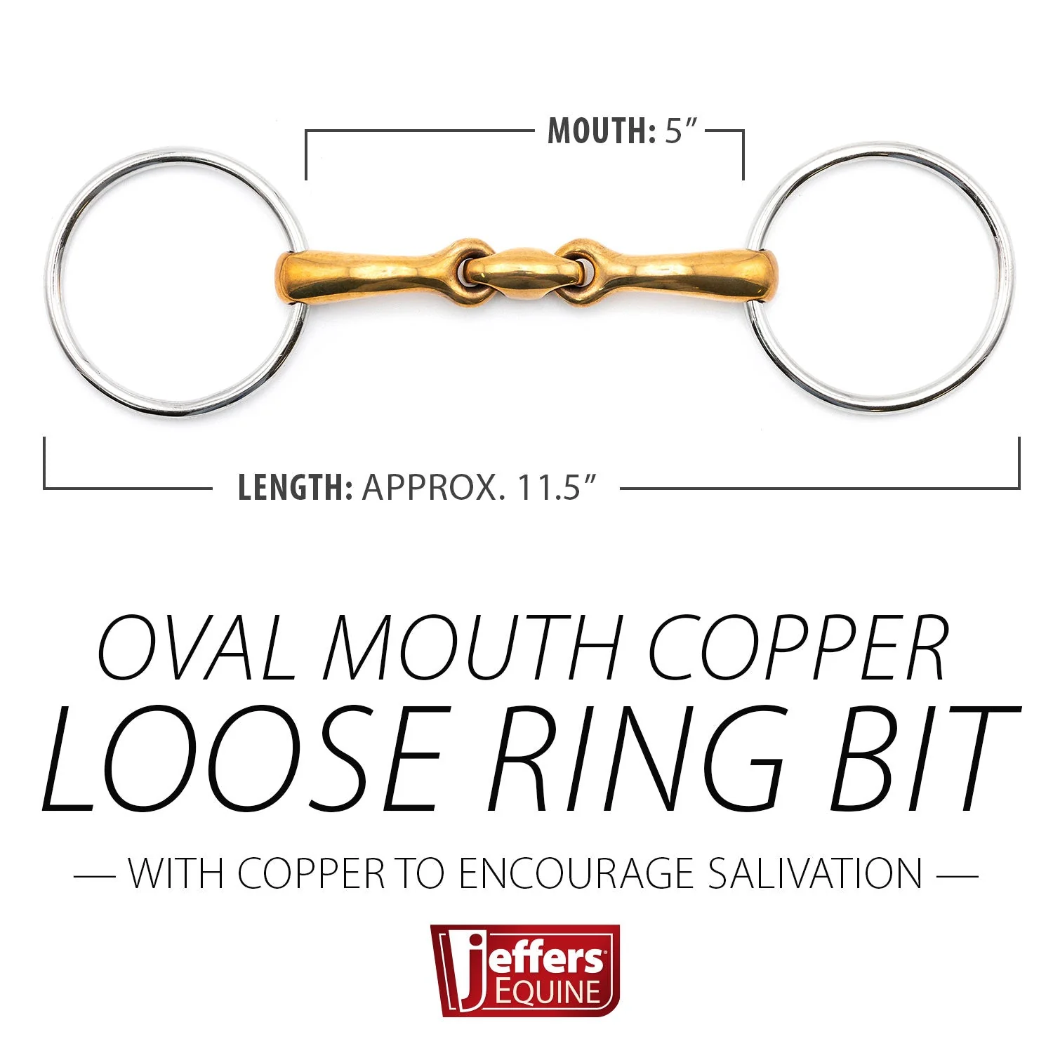 Jeffers Oval Mouth Copper Loose Ring Horse Bit, 5" - Image 3