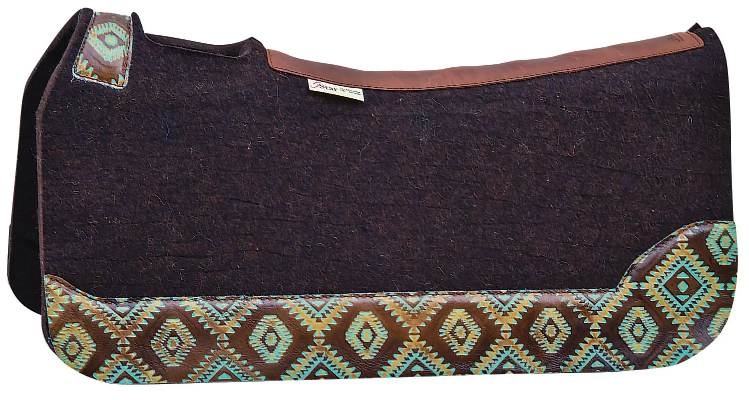 5 Star Turquoise Brown Aztec Western Saddle Pad, 30" x 30"