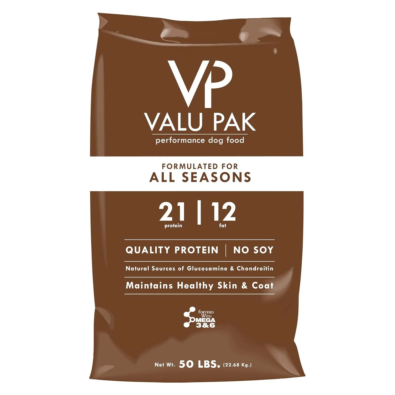 Valu-Pak Free 21-12 Dry Dog Food, 50 lb Brown Bag – High Protein 21%, 12% Fat, Joint & Coat Support for Adult Dogs and Puppies