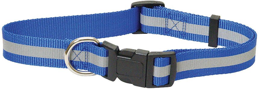 Jeffers Reflective Safety Stripe Adjustable Nylon Dog Collar – Glow-in-the-Dark for Night Visibility