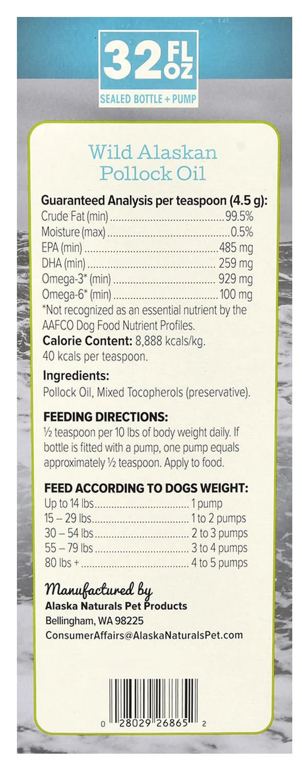 Alaska Naturals Wild Alaskan Pollock Oil for Dogs, 32 oz - Image 3
