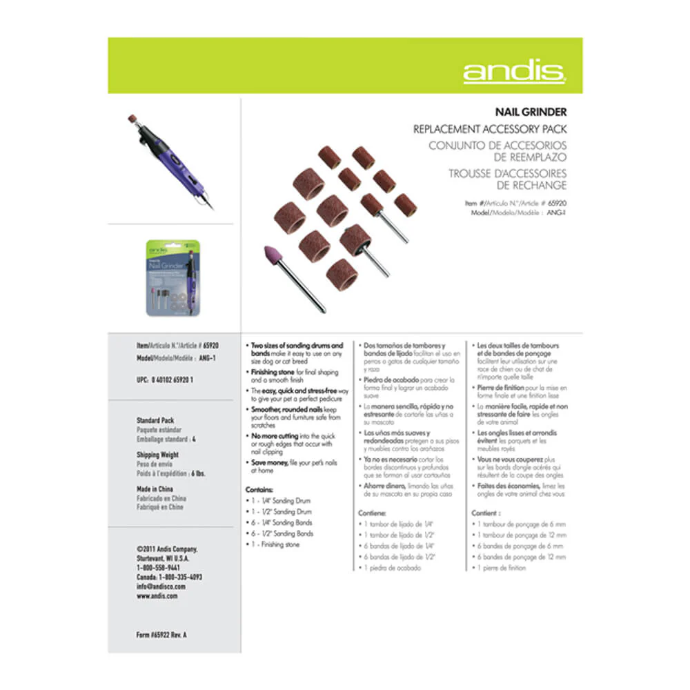 Andis Nail Grinder Accessory Pack, Bands & Drums - Image 4