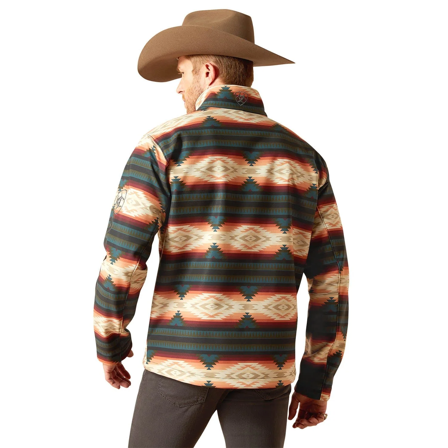 Ariat Mens Western Print Logo Softshell Jacket – Water-Resistant Stretch Lightweight Jacket - Image 2