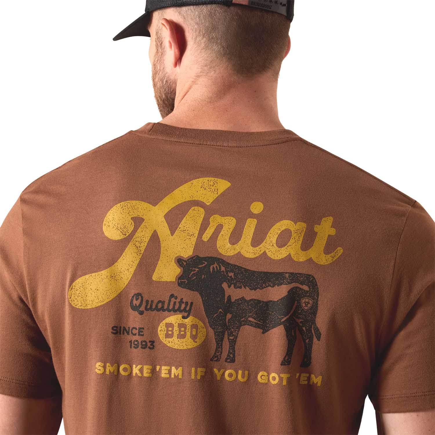Ariat Mens Short Sleeve Shirt, BBQ Smoke Western Graphic Tee - Image 2