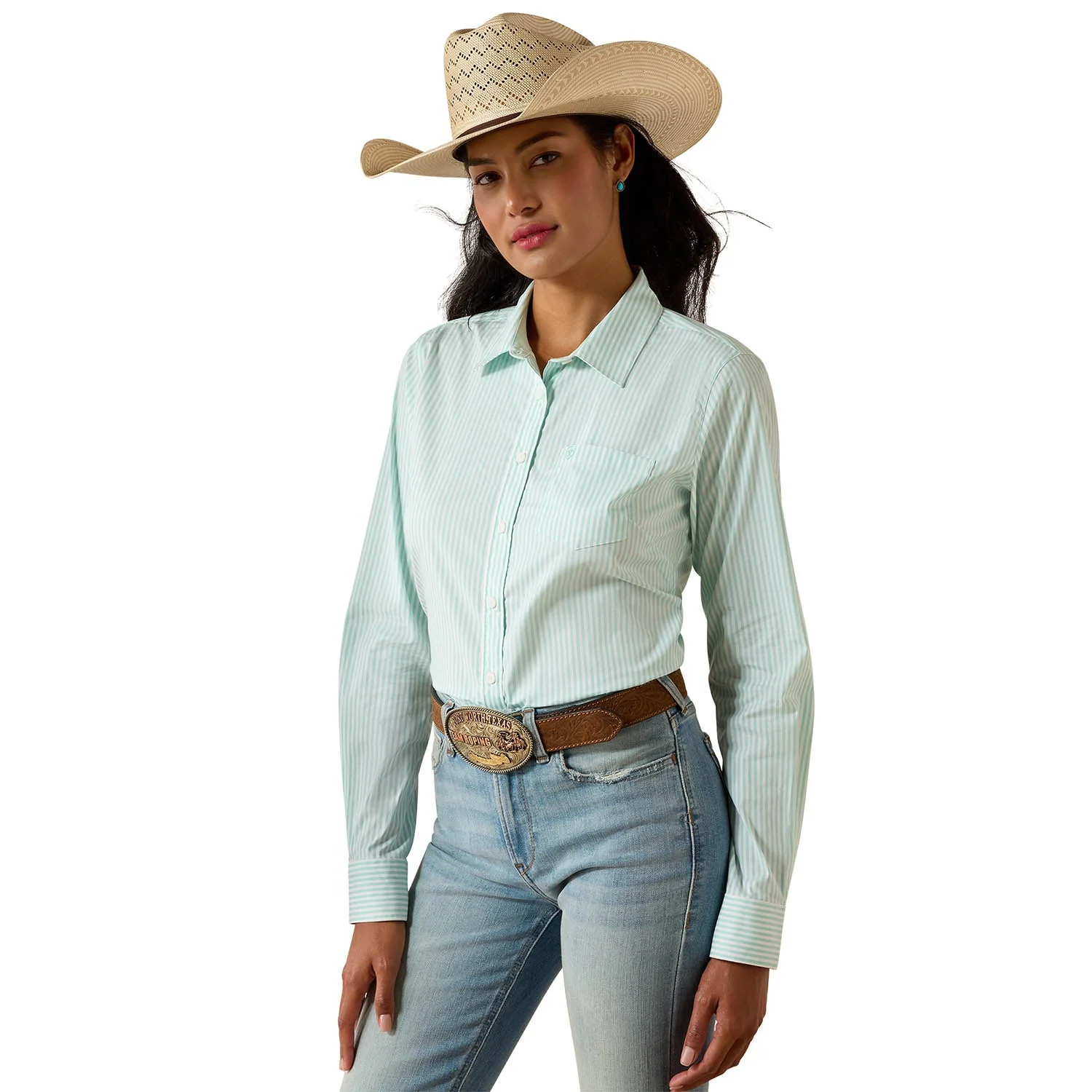 Ariat Women's Kirby Long Sleeve Collared Button-Down Shirt – Rider-Tested Stretch Poplin Equestrian Top - Image 4