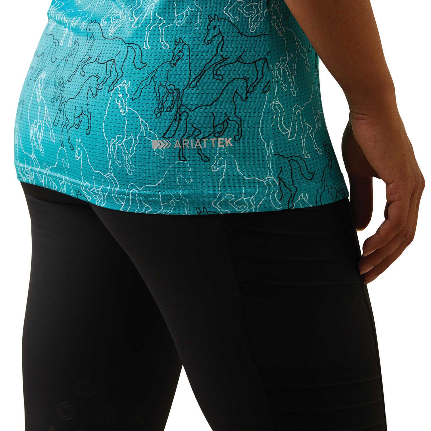 Ariat Women's Motif Polo Shirt, Viridian Green - Image 3