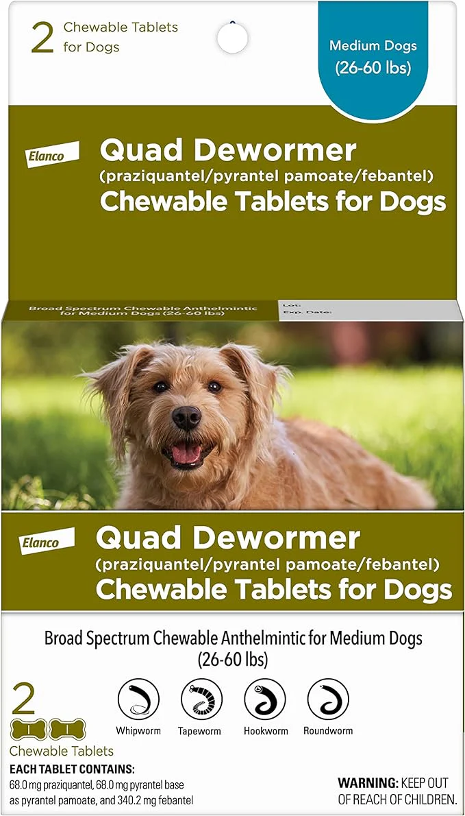 Quad Dewormer Chewable Tablets for Dogs
