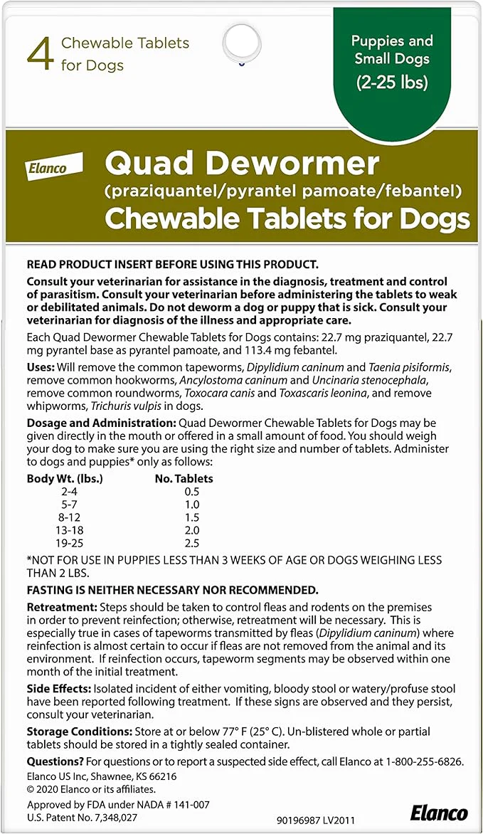 Quad Dewormer Chewable Tablets for Dogs - Image 9