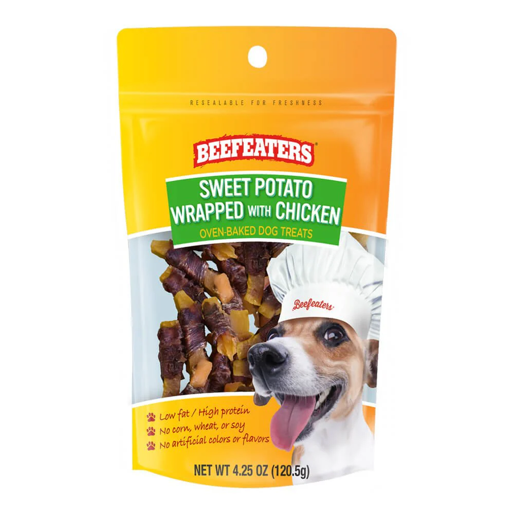 Beefeaters Sweet Potato Wrapped with Chicken | No Corn, Wheat, Soy, Gluten, Low Fat | Chewy Whole Muscle Jerky | Dog Training Treats Reward or Snack - Image 12