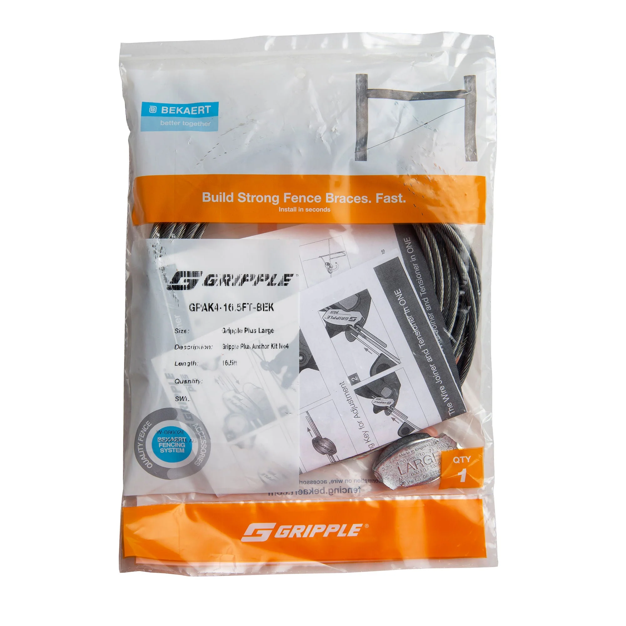 Gripple BeFAST Brace Kit for Wooden H-Brace Fencing, 1 Bag
