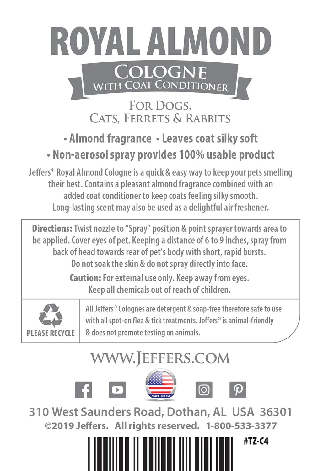 Jeffers Pet Colognes with Coat Conditioner, 16 oz Spray - Image 6