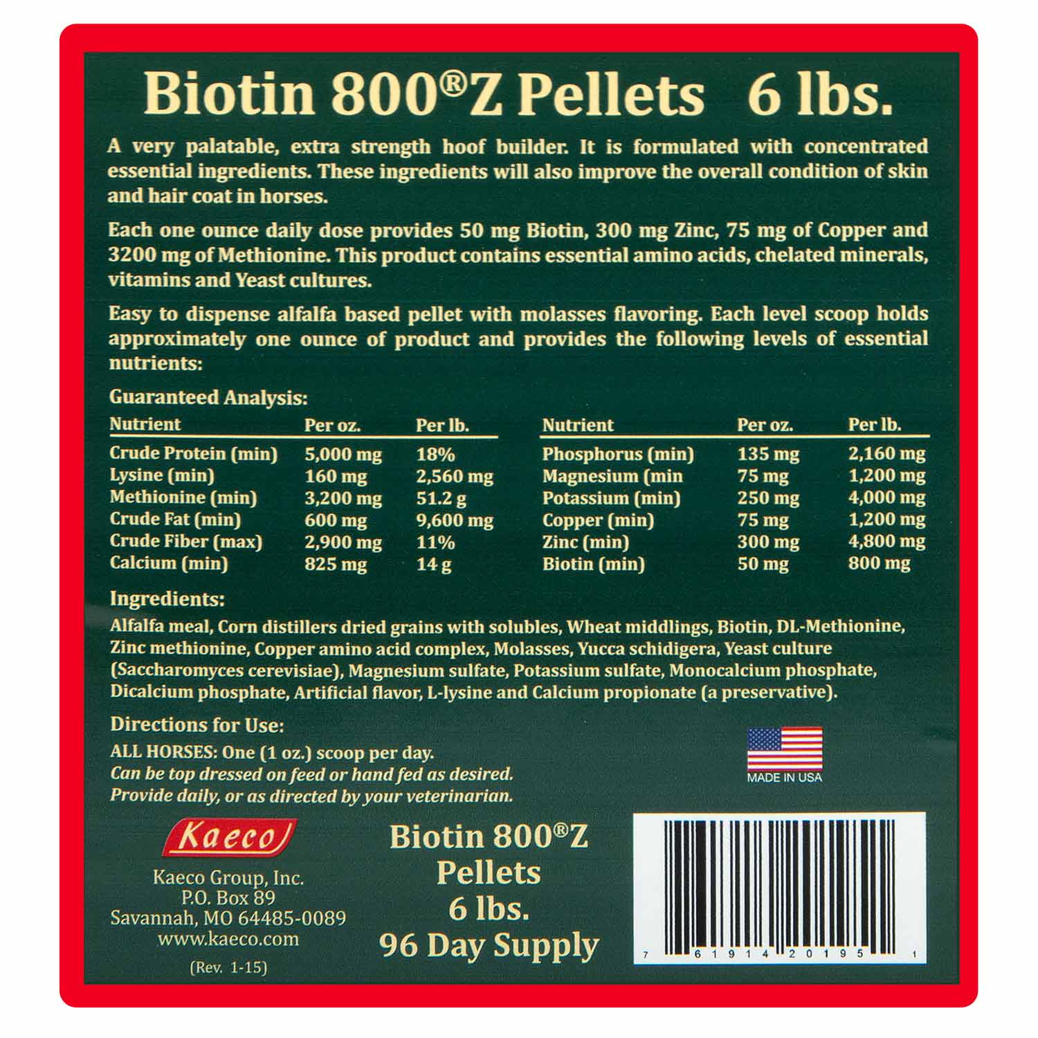 Kaeco Biotin 800 Z Pellets Equine Supplement - Image 7