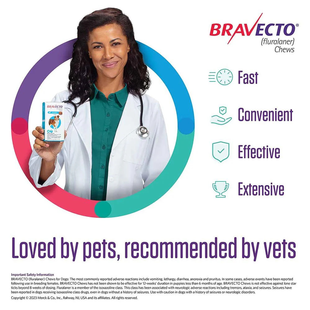 Rx Bravecto Chews for Dogs (Fluralaner) - 12 Week Flea & Tick Prevention, 1 Chew - Image 5