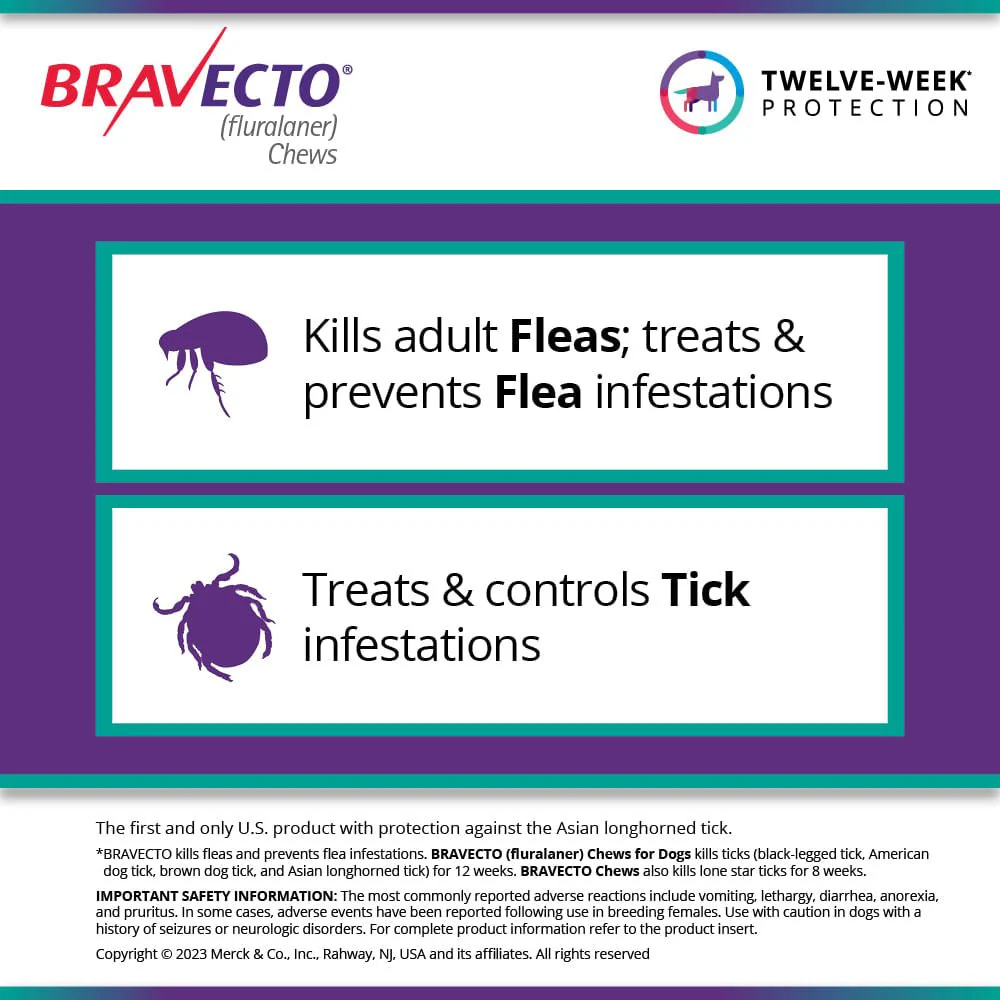 Rx Bravecto Chews for Dogs (Fluralaner) - 12 Week Flea & Tick Prevention, 1 Chew - Image 9