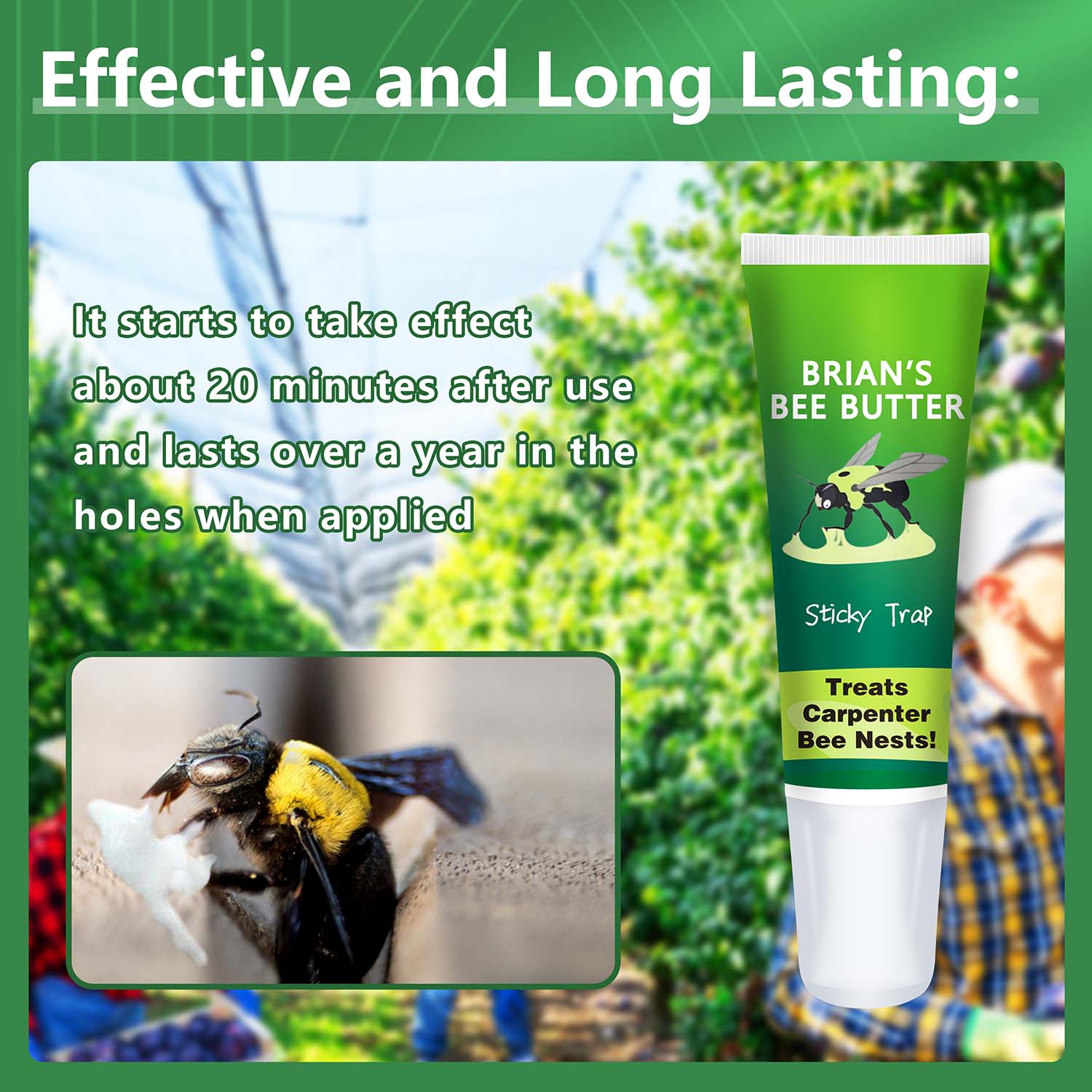 Brian's Bee Butter Sticky Trap for Carpenter Bees, Wasps, & Ants, 3 oz - Image 5