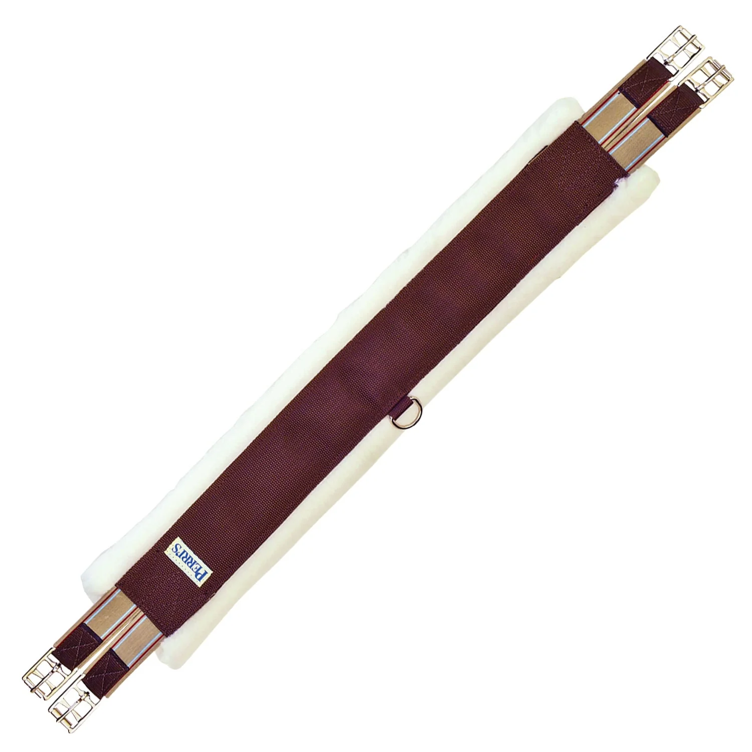 Perri's Nylon Fleece Girth, Double Elastic End, Brown - Image 3