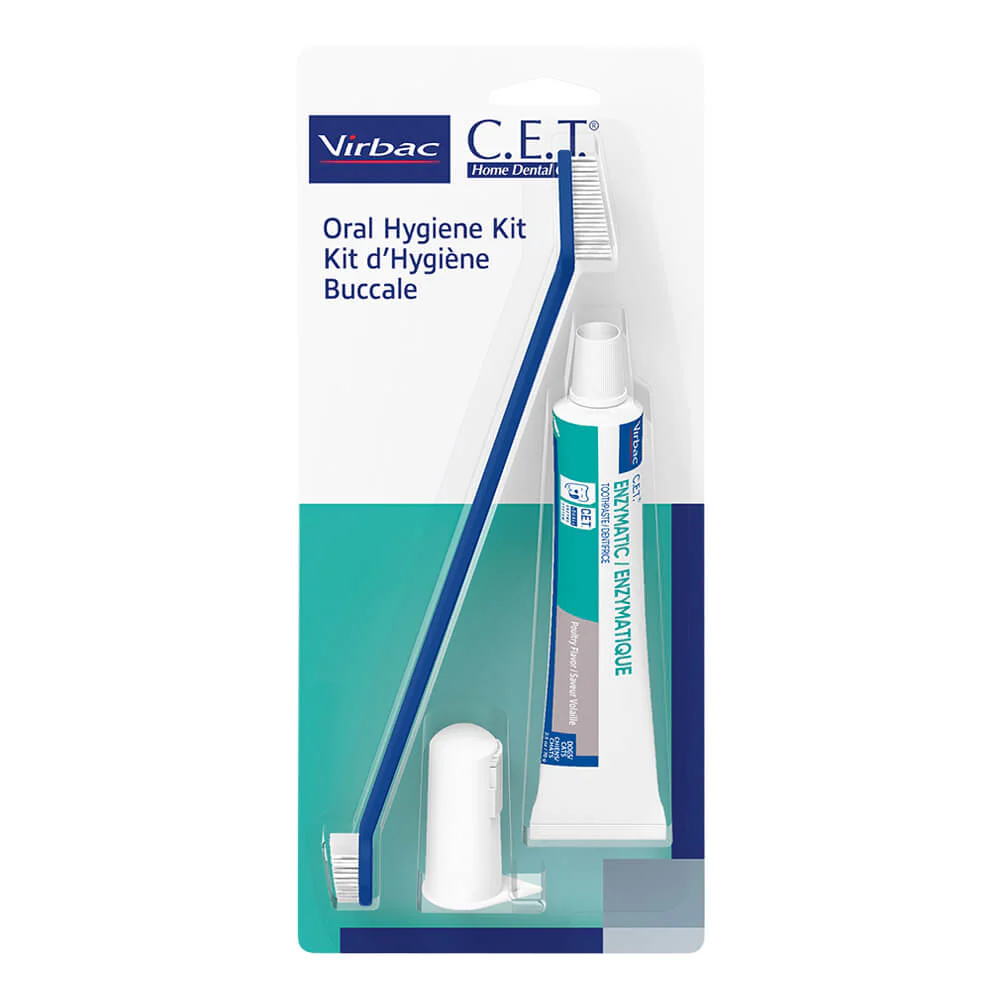 C.E.T. Oral Hygiene Kit for Dogs and Cats â Fingerbrush, Dual Toothbrush & Enzymatic Poultry Toothpaste