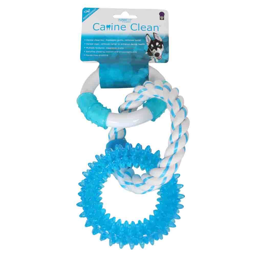 Canine Clean 3 Ring Peppermint Dental Chew Toy for Medium & Large Dogs - Image 2