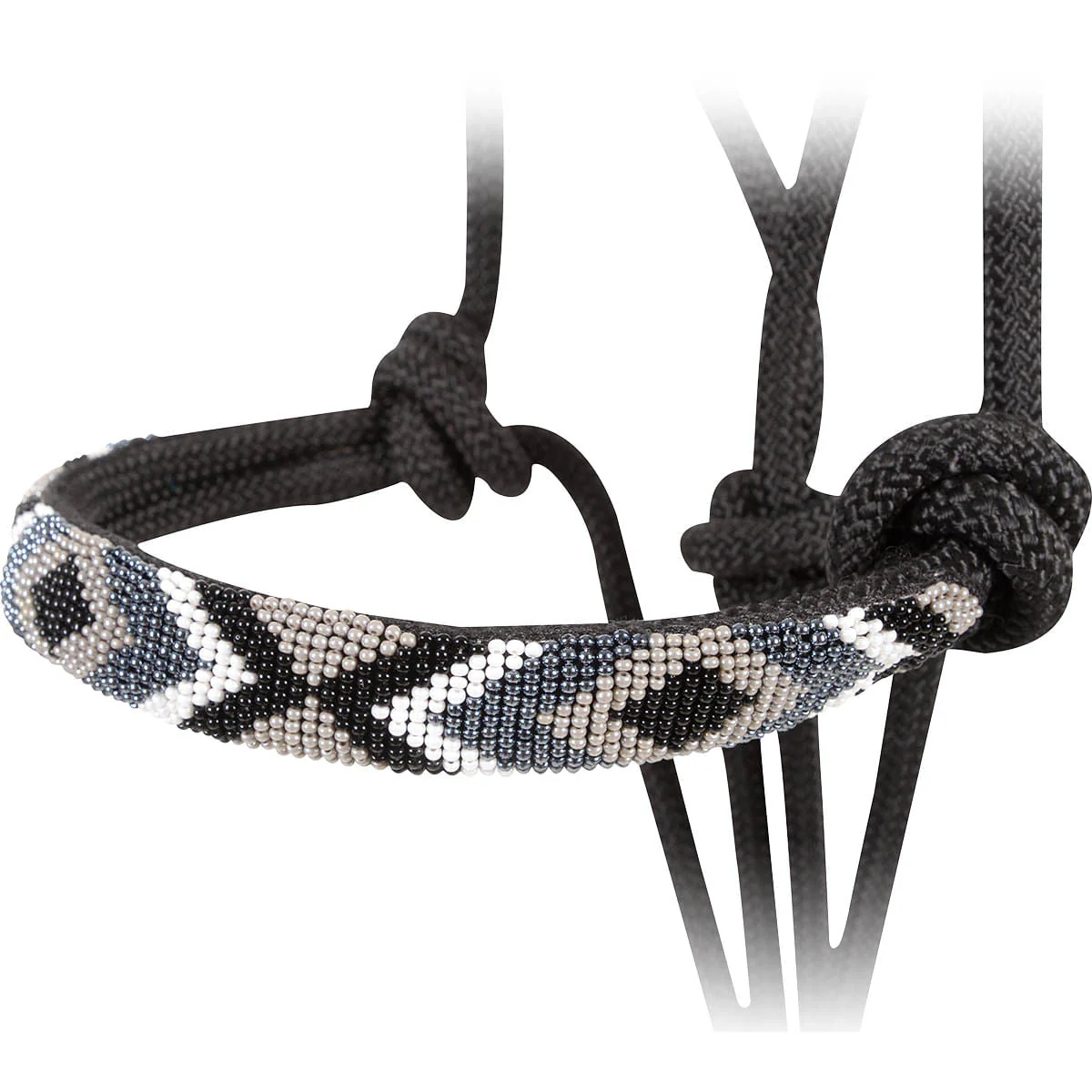 Cashel Beaded Wave Rope Halter, Black - Image 2