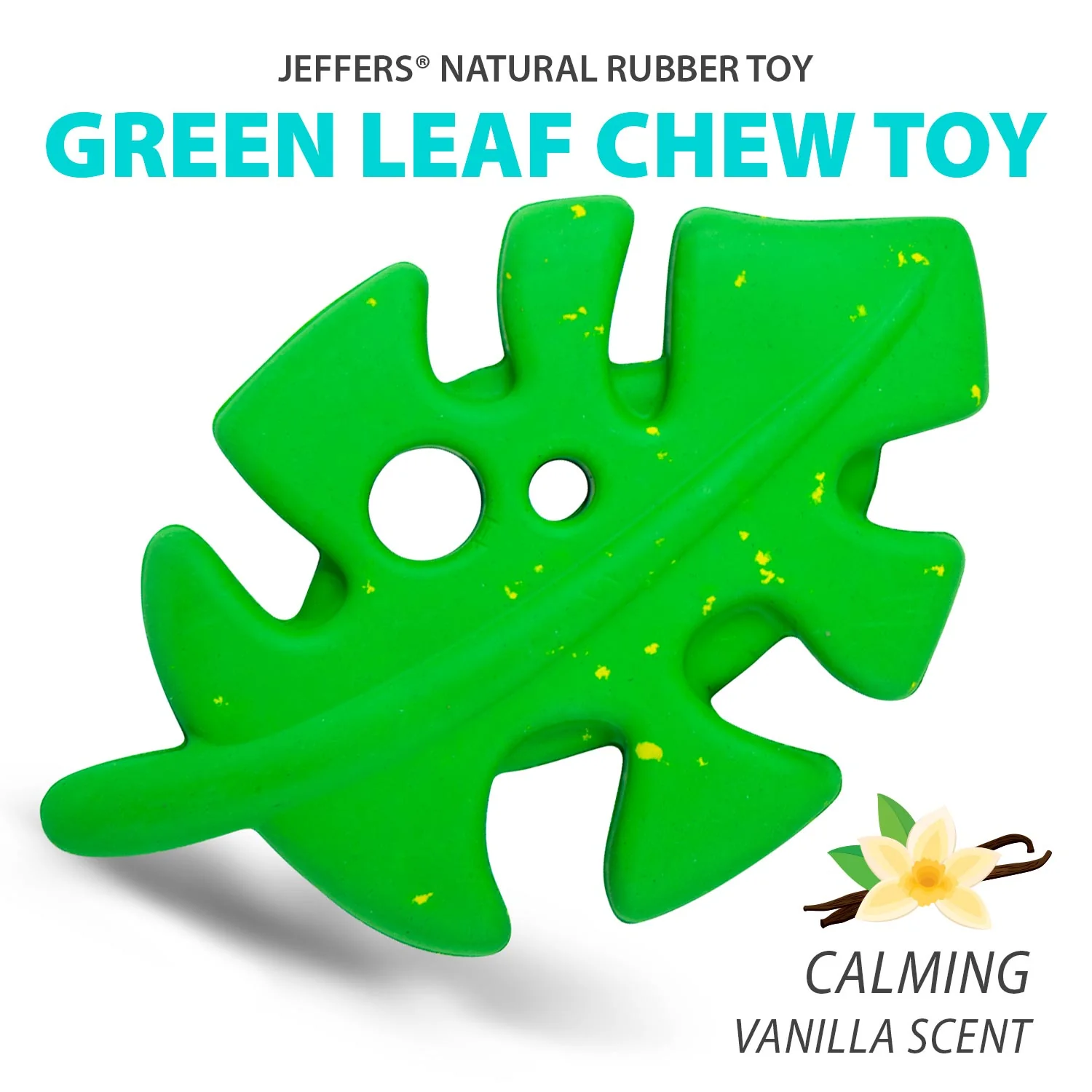 Jeffers Leaf Shaped Natural Rubber Dog Chew Toy with Dental Benefits and Vanilla Scent for Medium Chewers - Image 2