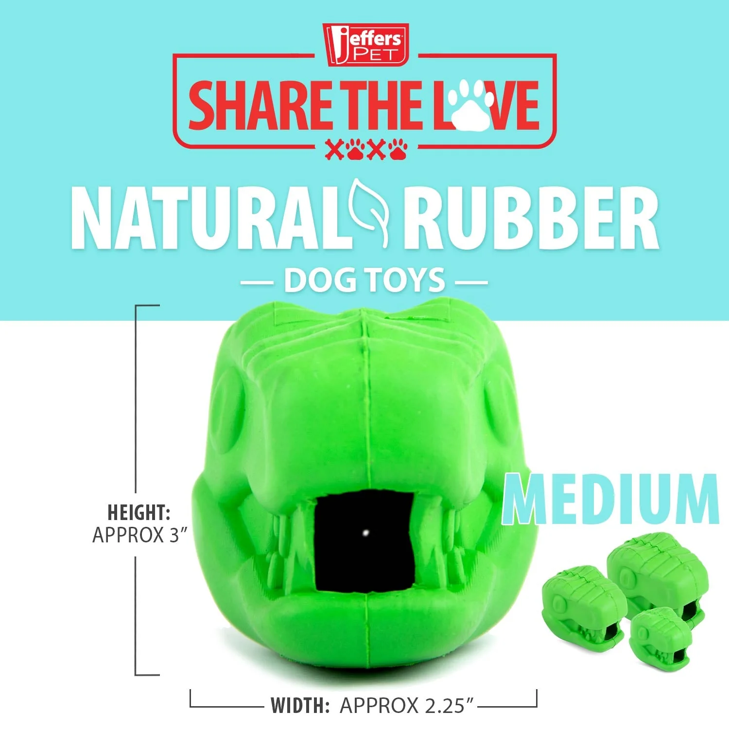Jeffers T-Rex Natural Rubber Treat Dispensing Dental Dog Chew Toy for Medium Chewers with Vanilla Scent - Image 10