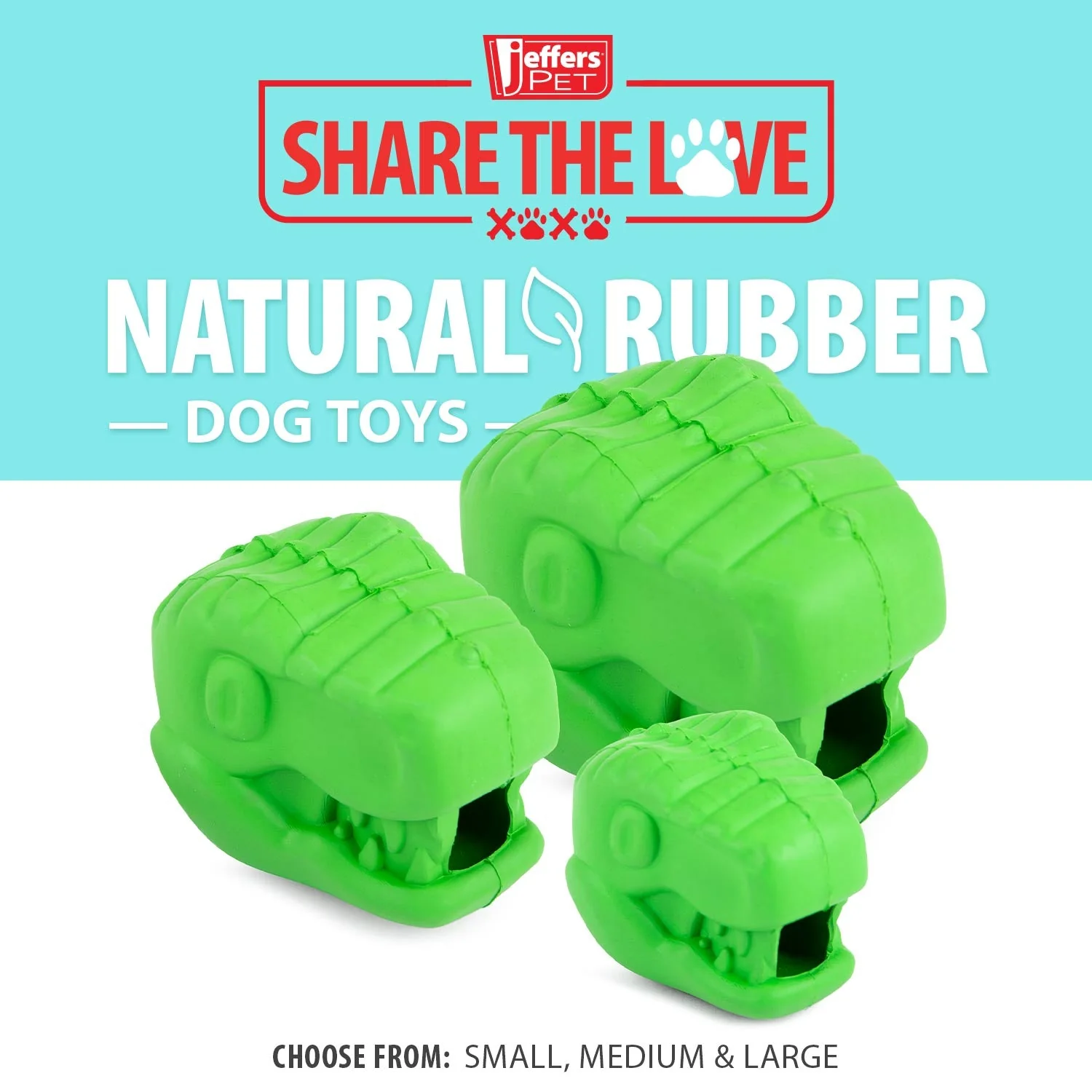 Jeffers T-Rex Natural Rubber Treat Dispensing Dental Dog Chew Toy for Medium Chewers with Vanilla Scent - Image 3