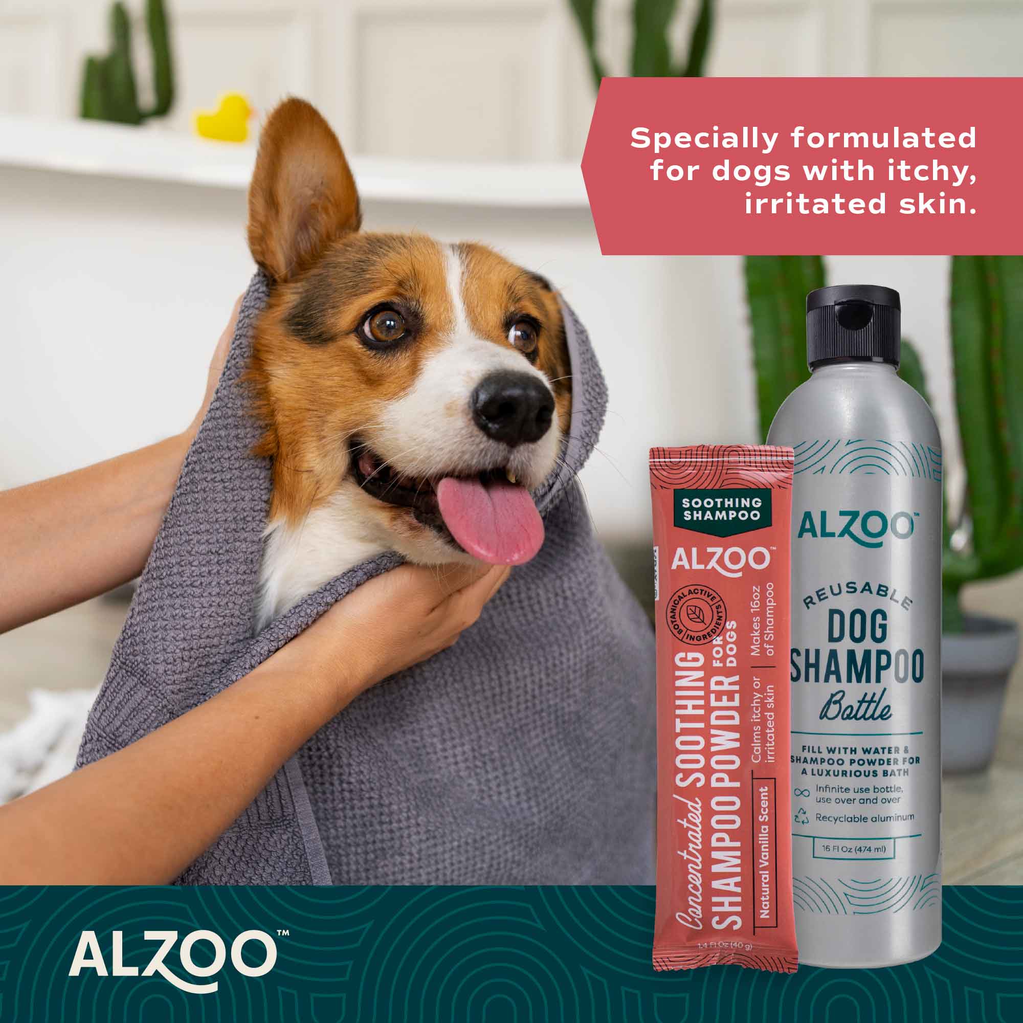 Plant-Based Concentrated Dog Shampoo Powder Kit & Refillable Pouches, 40g (16 oz) - Image 12