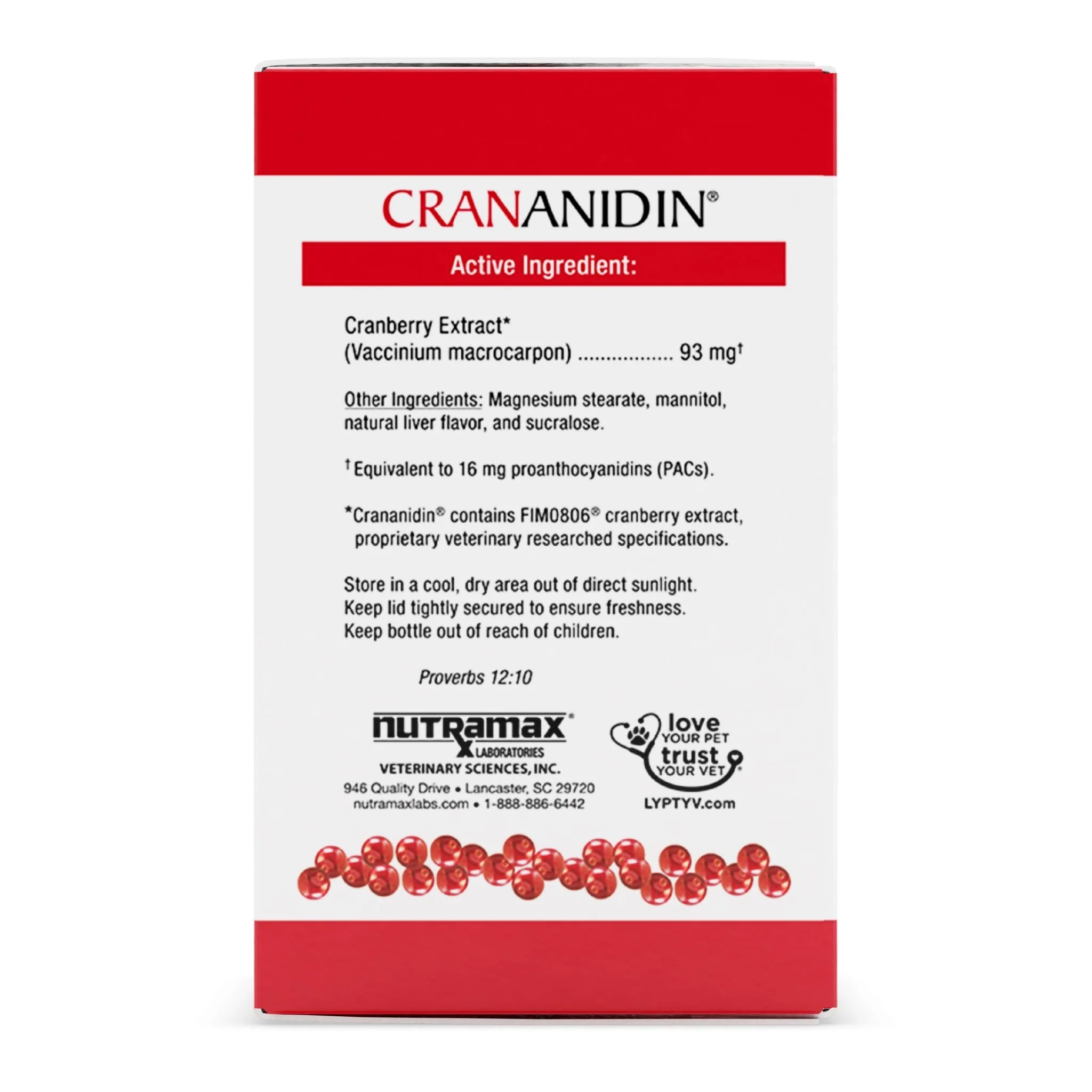 Nutramax Crananidin - Cranberry Extract Urinary Tract Health Supplement for Dogs, 75 Chewable Tablets - Image 2
