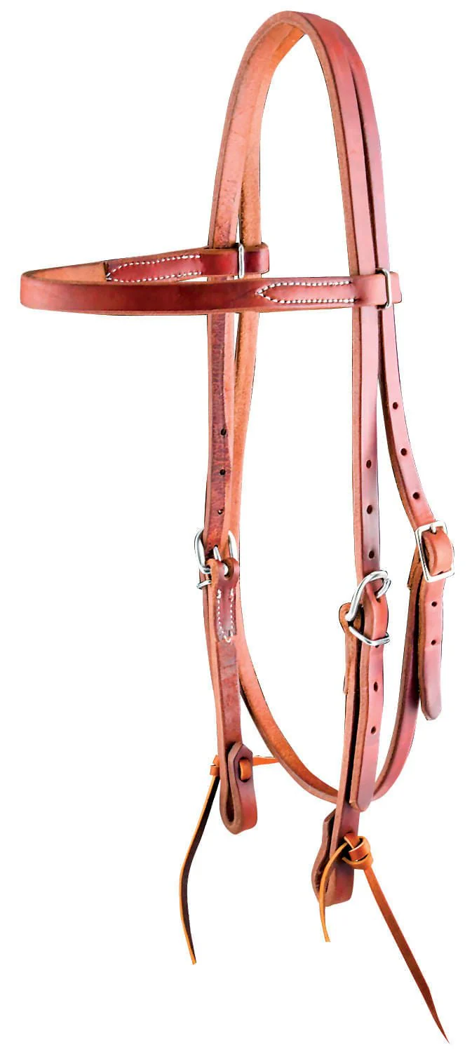 Jeffers "Dr. J" Harness Leather Amish Browband Headstall with Stainless Steel Hardware