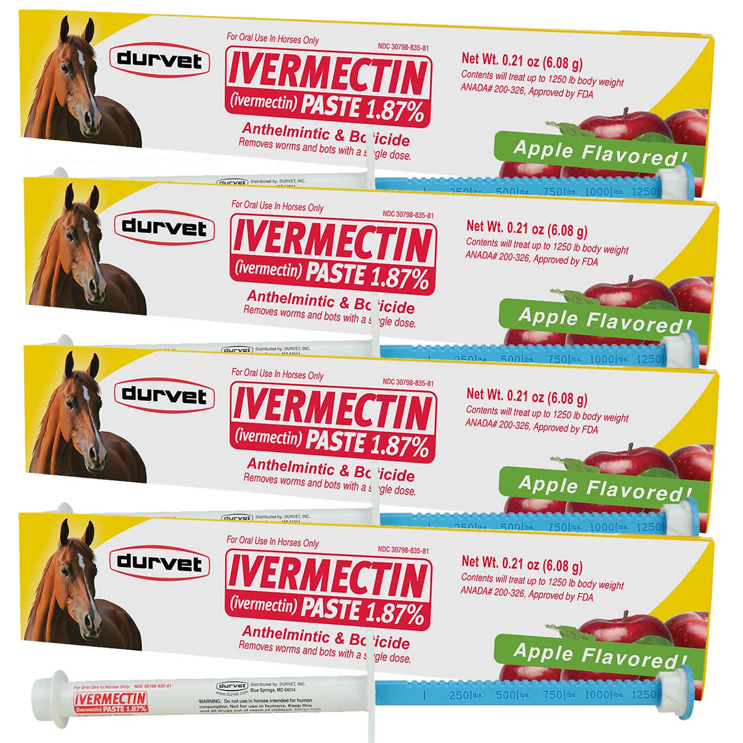 Durvet Ivermectin Horse Dewormer Paste 1.87%, Apple Flavor, 6.08 gm - Image 7