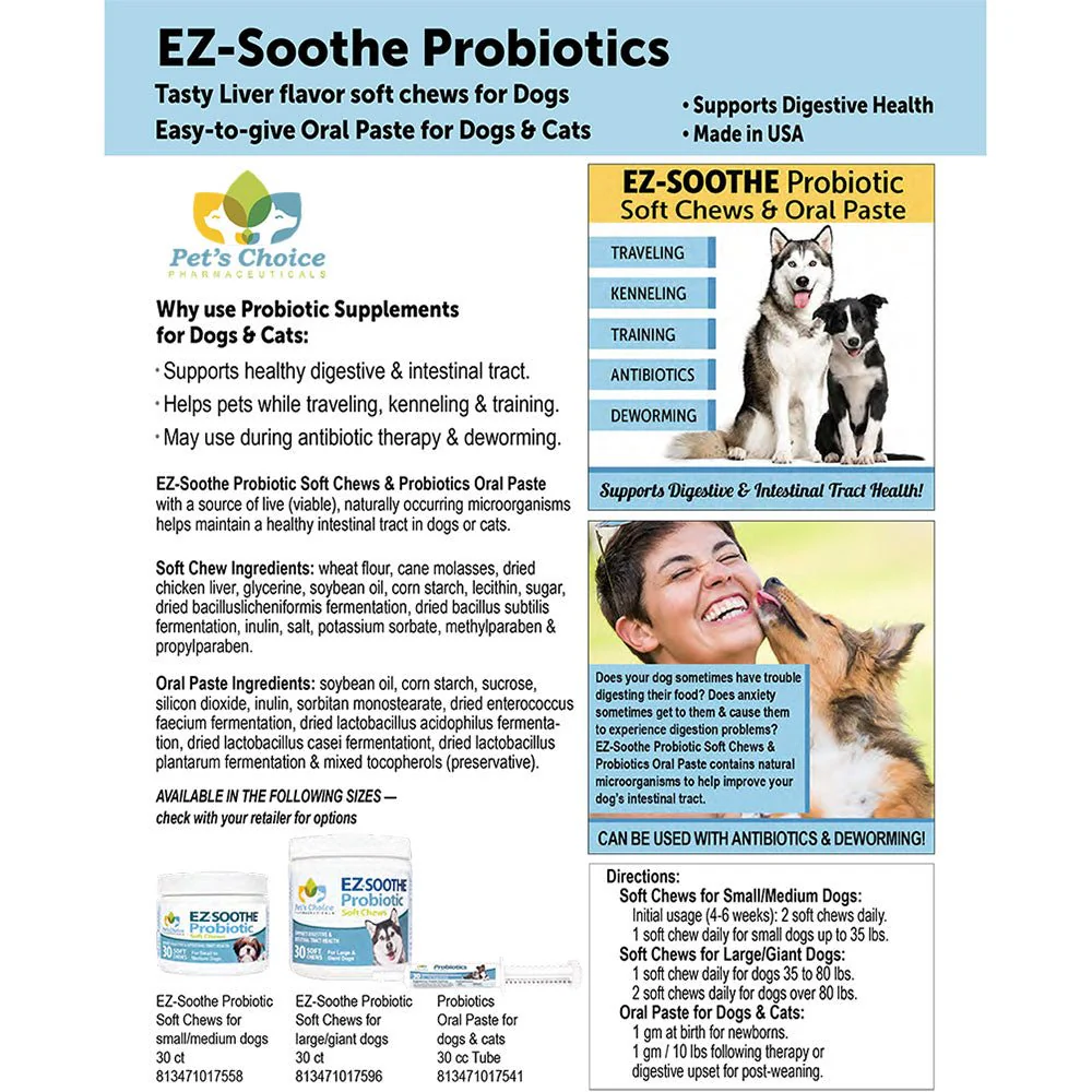 EZ-Soothe Probiotic Oral Paste for Dogs & Cats – Daily Digestive & Gut Support, 30cc - Image 4
