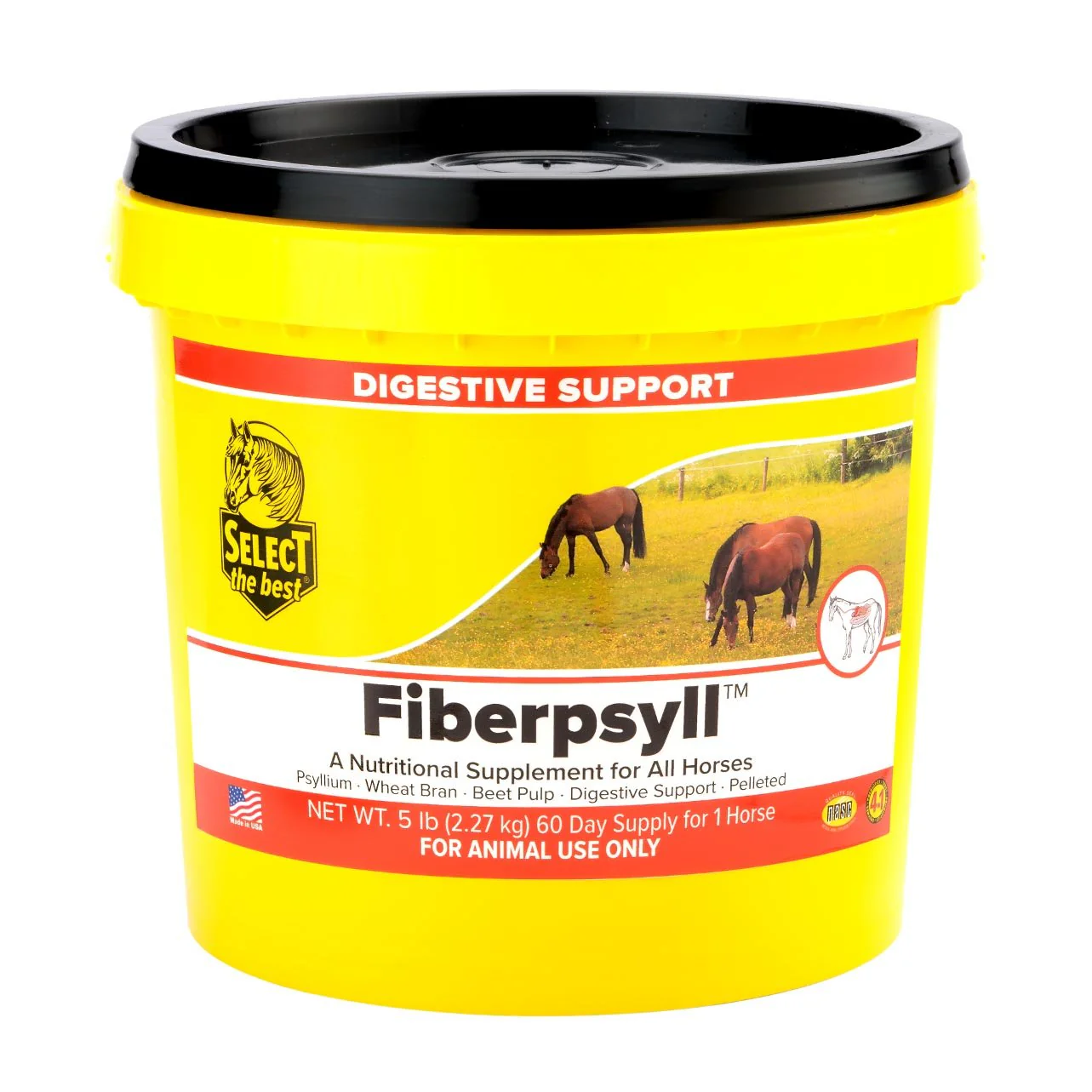 Fiberpsyll Psyllium Pellets – Digestive Support & Sand Removal Supplement for Horses with Probiotics & Enzymes