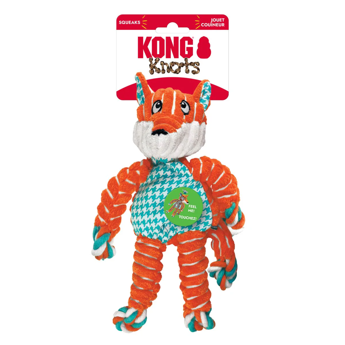 KONG Floppy Knots Plush Dog Toy with Internal Rope & Squeaker - Image 2