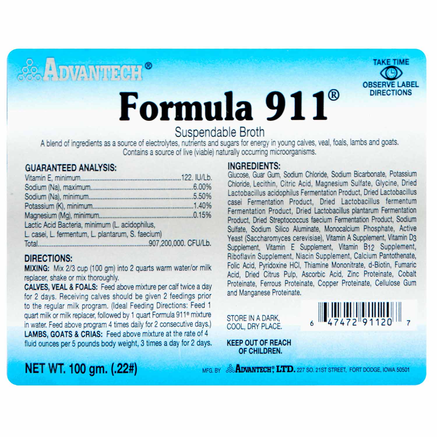 Formula 911 Suspendable Broth (100 gram Packet) Oral Rehydration Powder for Livestock - Image 4