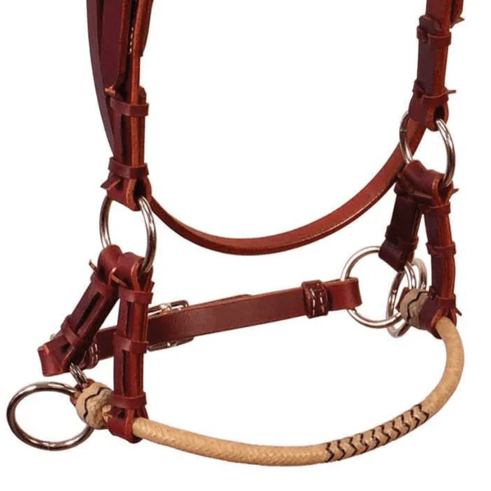 Buffalo Leather Fully Adjustable Rawhide Side Pull Headstall - Image 4