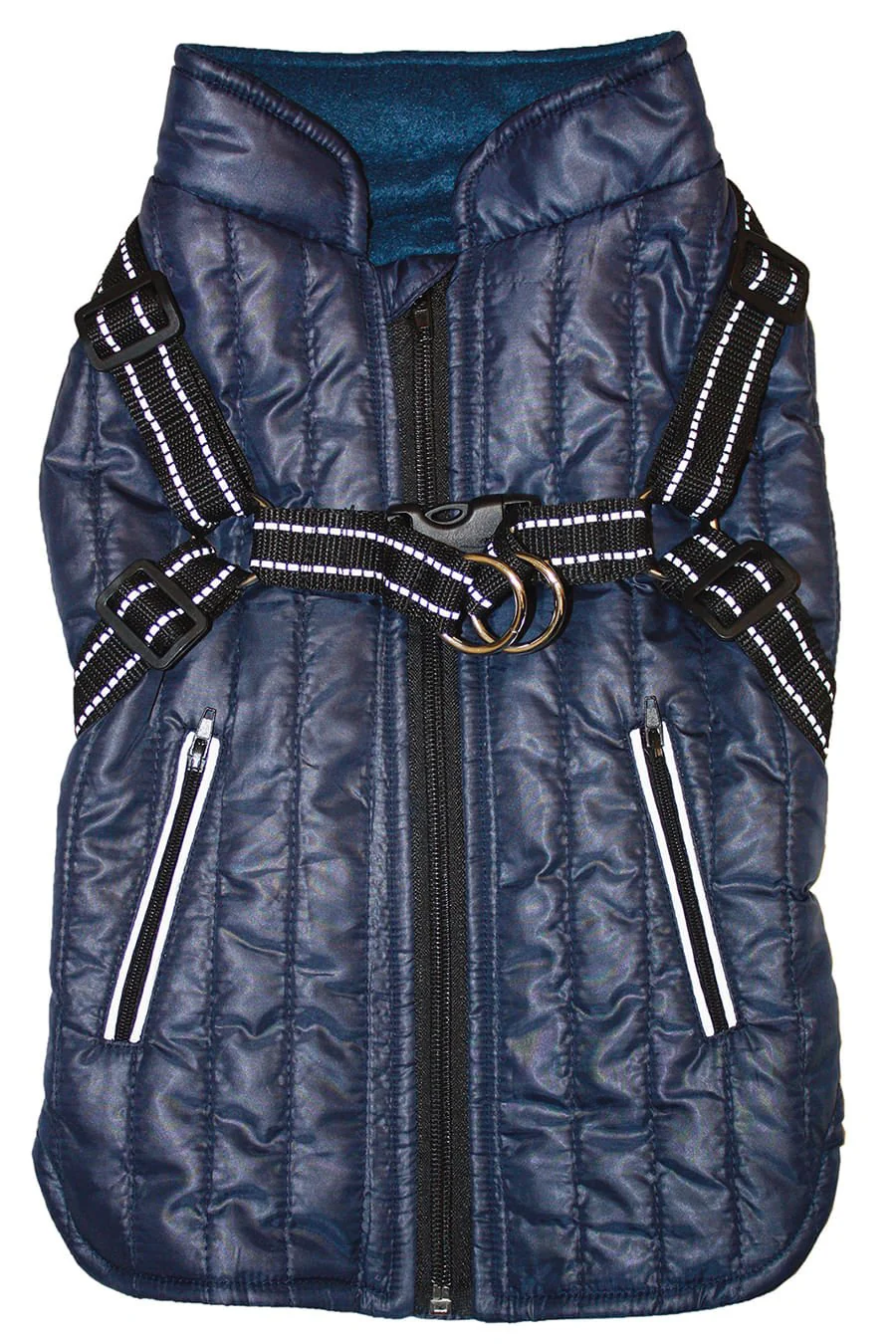 Fleece-Lined Puffy Parka Dog Jacket with Built-In Harness - Image 27