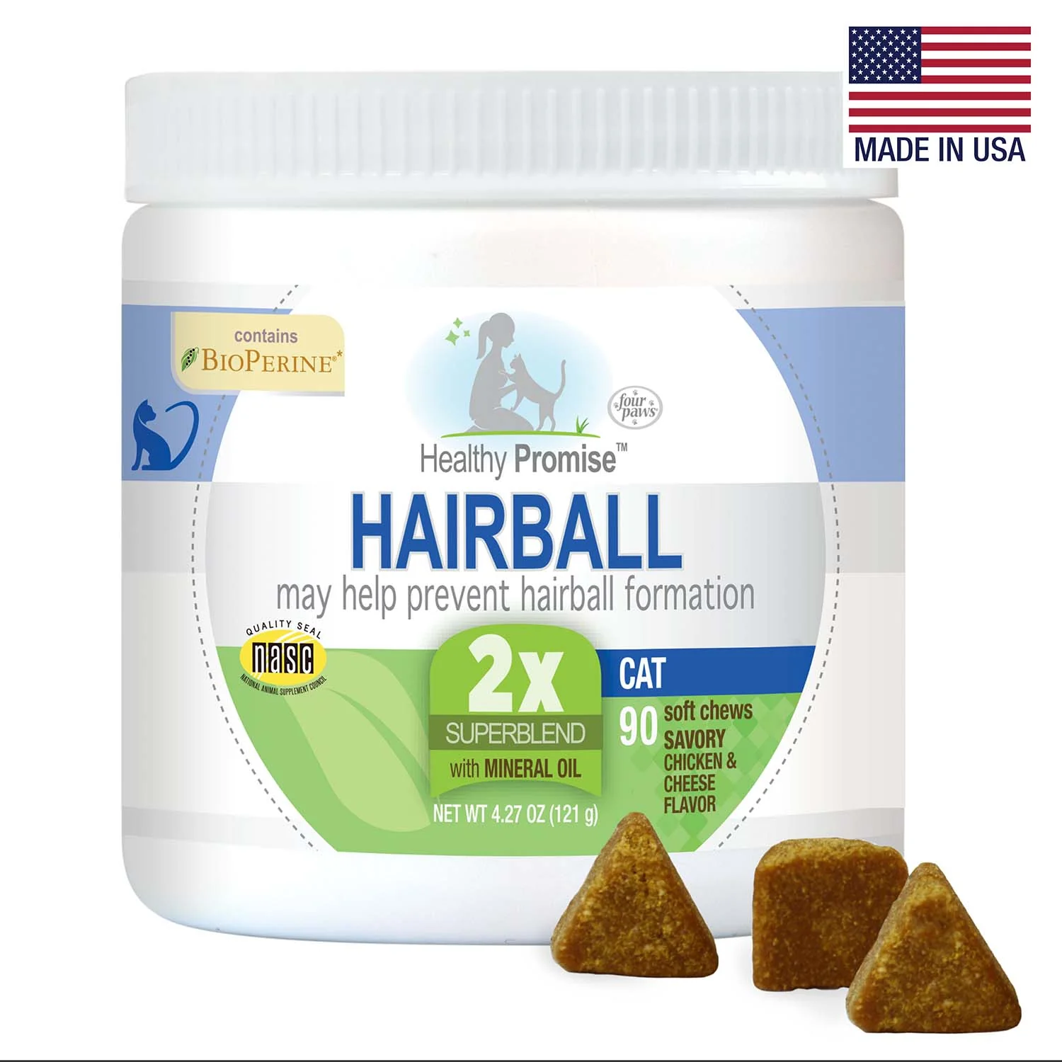 Healthy Promise Cat Hairball Control Soft Chews, Savory Chicken & Cheese, 90 ct - Image 4