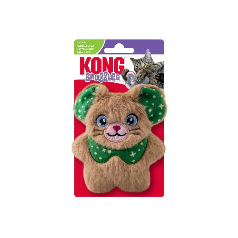 KONG Holiday Cat Snuzzles Mouse Plush Catnip Cat Toy, Assorted Colors - Image 3