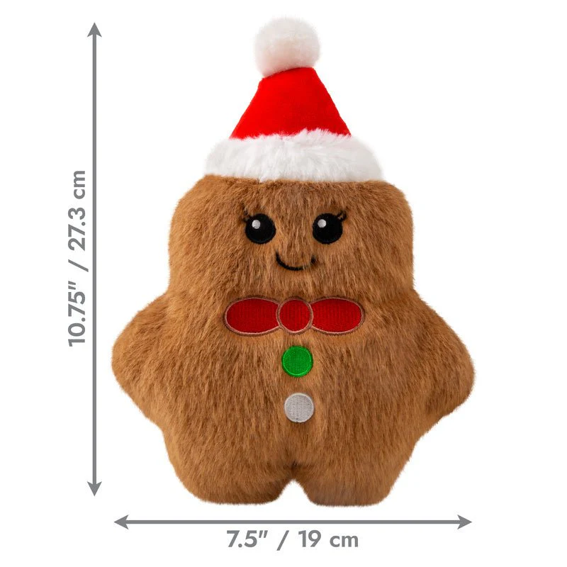 Kong Holiday Snuzzles Plush Gingerbread Doy Toy, Squeaks & Crinkles - Image 4