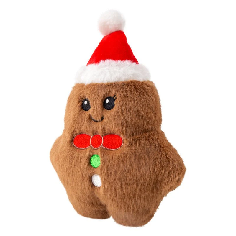 Kong Holiday Snuzzles Plush Gingerbread Doy Toy, Squeaks & Crinkles - Image 6