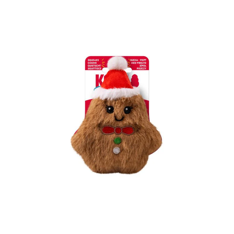 Kong Holiday Snuzzles Plush Gingerbread Doy Toy, Squeaks & Crinkles - Image 8