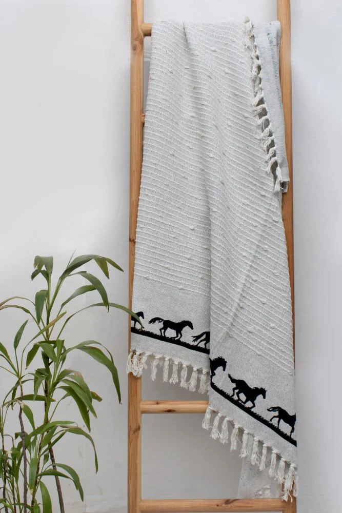 Horses Cotton Throw Blanket - Image 3