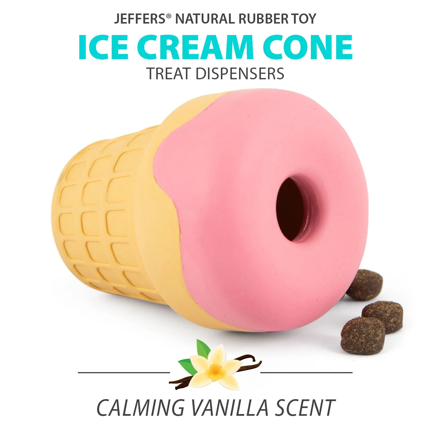 Jeffers Ice Cream Cone Natural Rubber Stuffable Treat Dispensing Dental Dog Chew Toy - Image 3